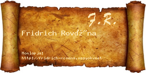 Fridrich Rovéna névjegykártya